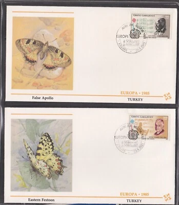 TURKEY 1985 2 FLEETWOOD FIRST DAY COVERS EUROPA MUSIC + BUTTERFLY CACHET - Image 1 of 2