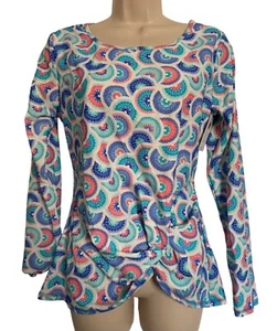 Aqua Sol Women's Medium Rash Guard UPF 50+ Long Sleeve Print NWT Swimsuit - Picture 1 of 8