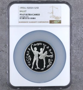 NGC PF 67 ULTRA CAMEO 1993(L) RUSSIA S25R BALLET Silver Commemorative Coin - Picture 1 of 2
