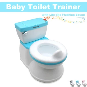 Blue Toddler Potty Training Toilet w/ Flushing Sound Handle Baby Chair Seat - Picture 1 of 9