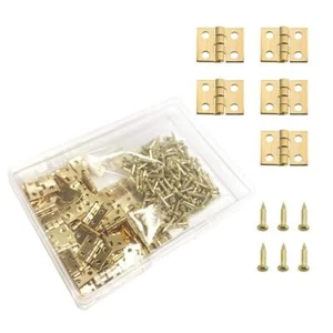 50 Pcs Mini Hinges Miniature Hardware with Screws for Wooden Box Crafts Chest - Picture 1 of 4