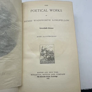 1887 The Poetical Works of Henry Longfellow Rare Household Edition Poems- AC96 - Picture 1 of 12