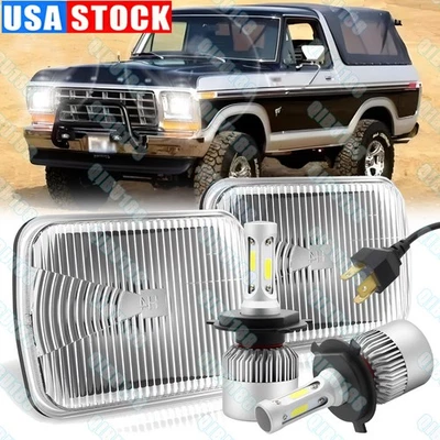 2x Para Ford Bronco 1978-1986 DOT 5x7" 7x6 pulgadas LED Faro Bombilla Alta+Baja Foto 1 de 4