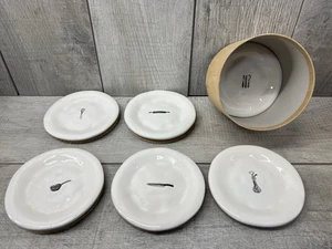 Rae Dunn Early Icon 6 Appetizer Dessert Dimpled 6” Plates Collectible NIB - Picture 1 of 10