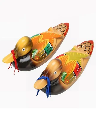 1 Пара деревянный мандарин утки статуэтка декоративная фигурка утка орнамент цветной... - Изображение 1 из 4