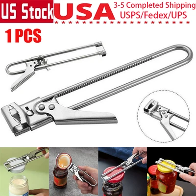 Abridor de latas de acero inoxidable multifuncional ajustable tapa de tarro pinza herramienta 1 pieza Foto 1 de 4