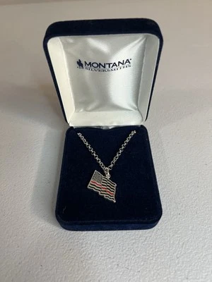 Montana Silversmith Thin Red Line Necklace American Flag - Image 1 of 3