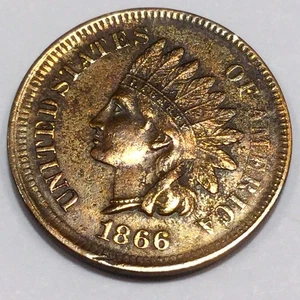 1866 Indian Head Penny schöne hochwertige Münze seltenes Datum volle Freiheit - Bild 1 von 2