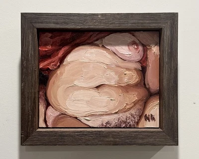 Pintura al óleo figurativa original, torso desnudo femenino, arte corporal positivo, enmarcado Foto 1 de 4