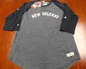 MITCHELL & NESS NBA NEW ORLEANS PELICANS GRAY 3/4 SLEEVE SHIRT SIZE 2XL - Picture 1 of 4