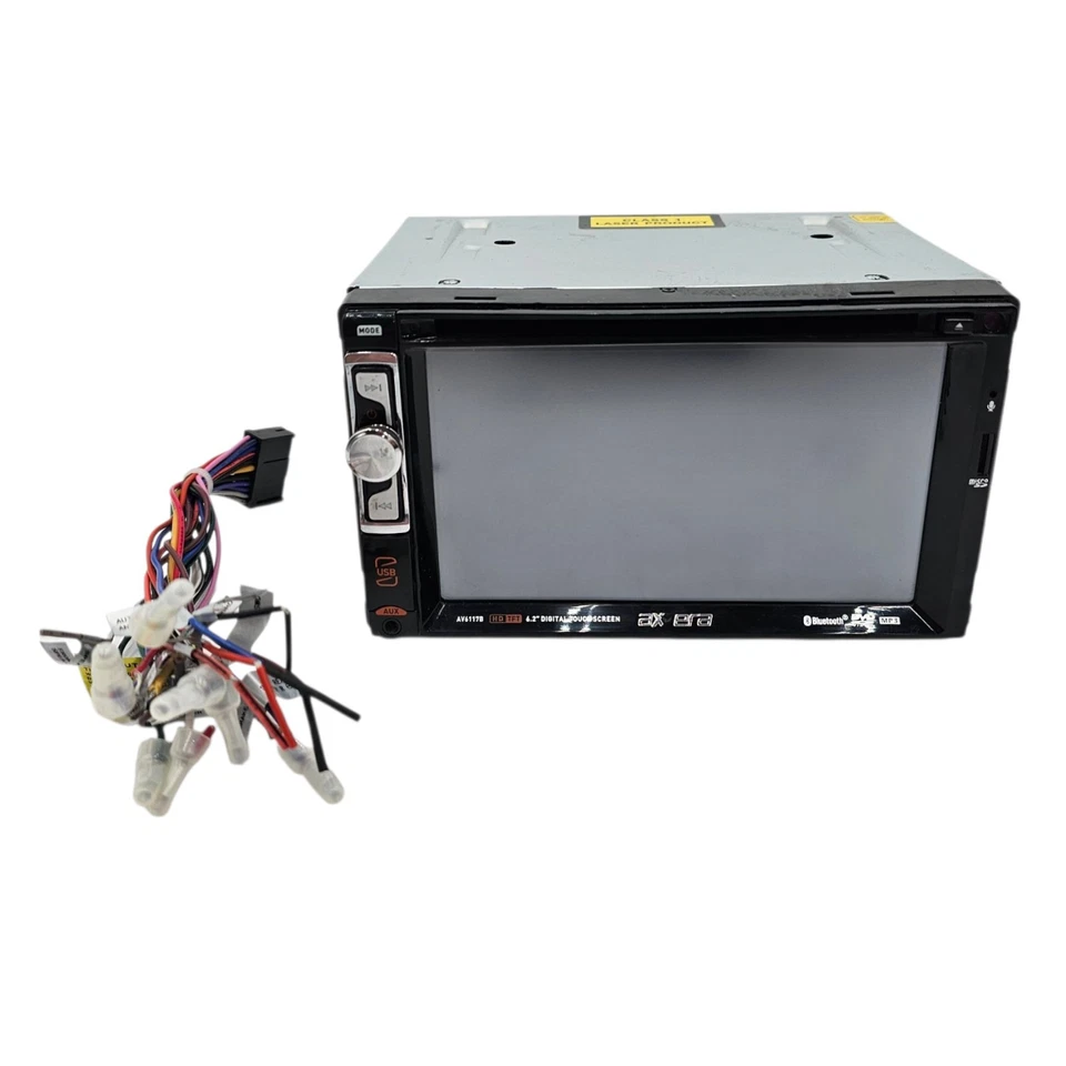 Axxera Bluetooth Car Stereo CD USB SD DVD Player AV6117B +Wire Harness Untested  - Image 1 of 4