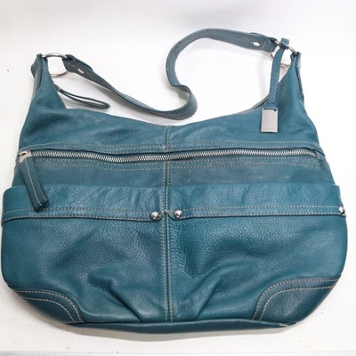 Винтажный Ellen Tracy Hobo наплечная Дамская сумка M бирюзовый шагреневой кожи с подкладкой сумочка сумка - Изображение 1 из 4