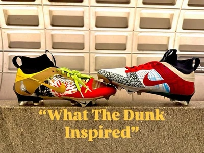 Custom What The Dunk Inspired Football Cleats Black - Image 1 of 4