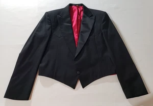 Pagano West Men 42L Classic Black Western Tuxedo Waist Jacket Red Lining USA - Picture 1 of 7