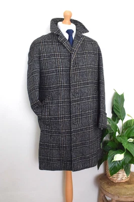 AQUASCUTUM Glen Plaid Scottish Tweed Raglan Coat Size 38R/48R Medium Vintage Car - Image 1 of 4