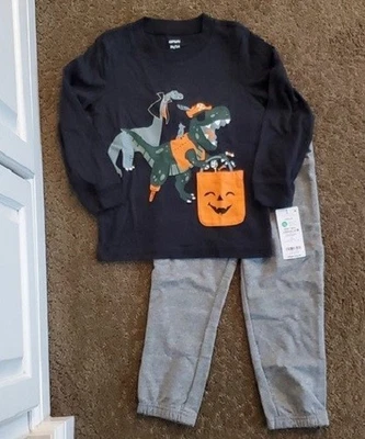 Camiseta de Halloween Carter's DINOSAUR para niños pequeños pantalones de correr talla 2T 3T 4T nueva con etiquetas Foto 1 de 3