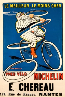 Pared publicitaria vintage de neumáticos Michelin 1912 para montar en bicicleta - PÓSTER 20"x30" Foto 1 de 3