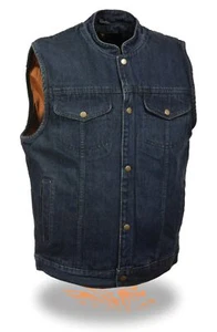 MILWAUKEE PERFORMANCE MENS BLUE COTTON DENIM VEST w/ CONCEAL GUN POCKET - SAFW - Picture 1 of 2