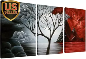 the Cloud Tree 3 Panels Modern Canvas Wall Art Prints Artwork Abstract Seasca... - Picture 1 of 1