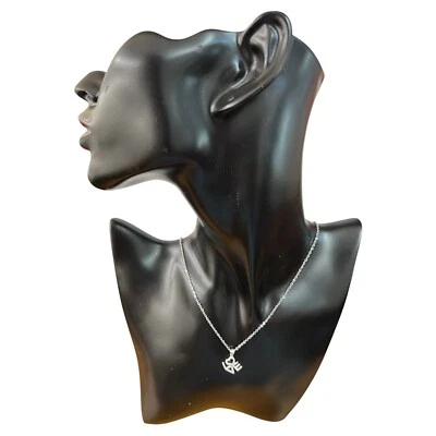 collana e ciondolo argento 925 anallergico scritta love zirconi gioiello - Immagine 1 di 3