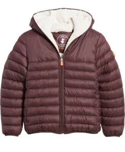 NWT Save The Duck Kids Gire 17 Leci Puffer Jacket Size 6 Burgundy - Picture 1 of 8