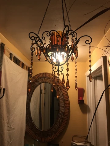 Antique Vintage Style Orange Crystal candle mini 2 Layer Hanging chandelier Cover