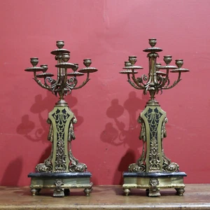Pair of Antique French Table or Sideboard Candelabras, Candlestick Holders - Picture 1 of 20
