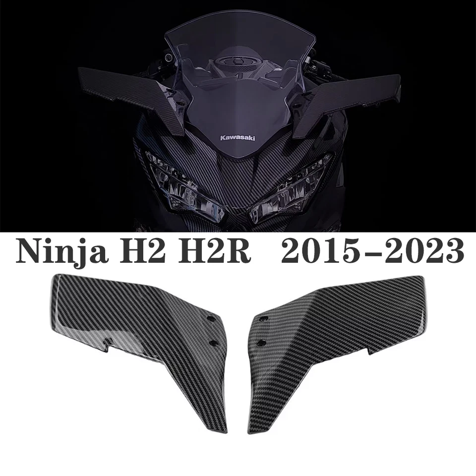 Upper Winglet Fairing Air Deflectors Carbon Fiber For Kawasaki Ninja H2 R 15-23 - Image 1 of 4