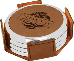 Personalized Coasters set Holiday gift Engraved coasters Groomsmen Gift Wedding - Picture 1 of 1