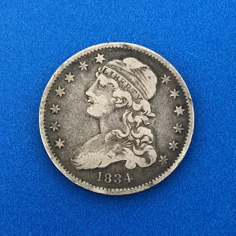 1834 Capped Bust Quarter Dollar Type Two 25 Cents Early American Coinage Nice Cover