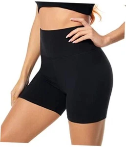High Waisted Biker Shorts for Women-5" Tummy Control Small-Medium 1-black - Picture 1 of 7