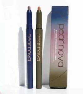 PEAR NOVA EYE DUO STICK SHADOW + LINER AZURITE & UNAKITE Set 2 BLUE OLIVE GREEN - Picture 1 of 4