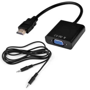 Cavo Adattatore da HDTV Digitale a VGA Analog M/F 1080p Audio Jack 3.5mm Nero - Photo 1/4