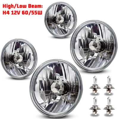 4 piezas faros de conversión redondos de 7" lámparas con bombillas para Ford Custom 500 1971-1976 Foto 1 de 4