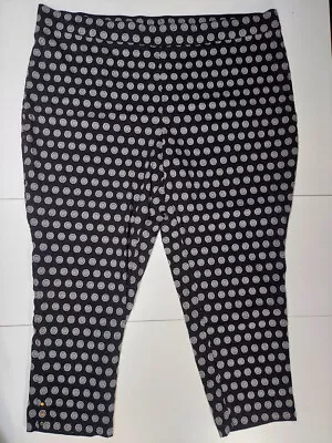 Rafaella Comfort Womens Plus Size 28W Black and White Pants - Floral Polka Dot - Image 1 of 4