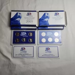 2004 and 2005 50 State Quarters Proof Set Clad Lot 4 Two Each Orginal Box COA  - Picture 1 of 3