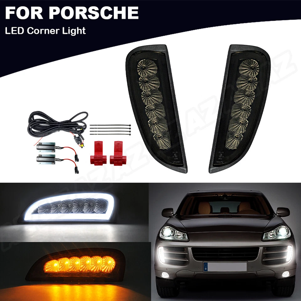 2X LED DRL Daytime Running Light Turn Signal Lamp For Porsche Cayenne 2007-2010 Foto 1 de 4