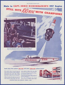 Publicidad impresa vintage 1953 CHAMPION bujías gasóleo garaje arte años 50 - Imagen 1 de 1