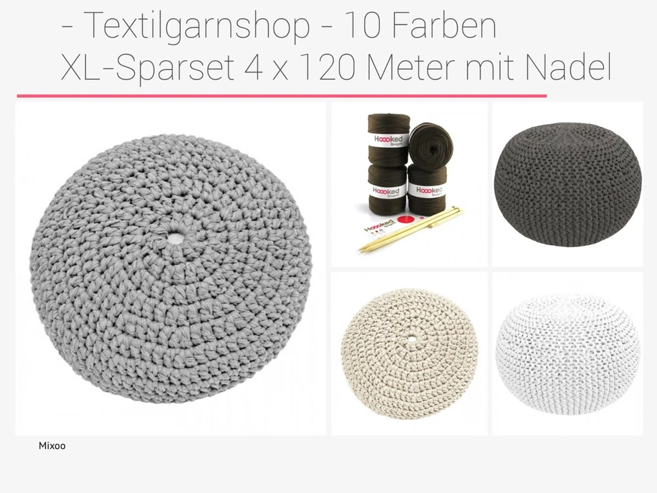 €0,07/Meter Textilgarn XLSpars. Häkeln Pouf Teppich Bobbiny Hoooked Zpagetti  - Bild 1 von 1
