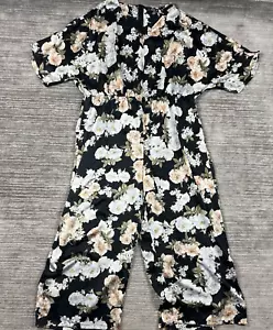 Shein Jumpsuit Womens 4XL Black Floral V-Neck Short Sleeve - Picture 1 of 11