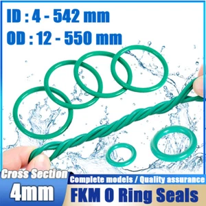 Metric Vitons Rubber FKM O Ring Seals 4mm Cross Section 4mm-542mm ID - Imagen 1 de 209