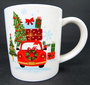 BEAUTIFUL CERAMIC CHRISTMAS COFFEE MUG 12oz SANTA DRIVING GIFTS TREE COLORS POP! - Picture 1 of 6