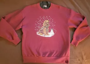 VTG 1999 Pleasant Shade Sweatshirt Womens Lg Cocker Spaniel Retriever Puppy Snow - Picture 1 of 10