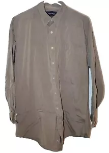 Nautica Men’s Size 16 32-33 Long Sleeve Button Down Dress Shirt Brown - Picture 1 of 5