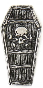 Coffin Skull Bones Jacket Vest PIN | 2 pin locker Back - Picture 1 of 2