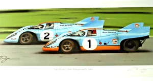 PORSCHE 917 GULF JO SIFFERT PEDRO RODRIGUEZ JOHN WYER 917K LE MANS 1971 DUGAN - Bild 1 von 2