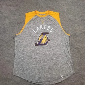 Los Angeles Lakers Shirt Men XL Gray Yellow Sleeveless Tank NBA Basketball Adult - Picture 1 of 11