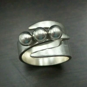 Unusual Mid-Century David Andersen Norway Sterling Silver Designer Ring - Picture 1 of 9