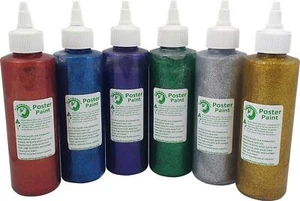 Glitter Poster Paint Set 6 - Blue, Red, Green, Purple, Gold & Silver - Bild 1 von 11