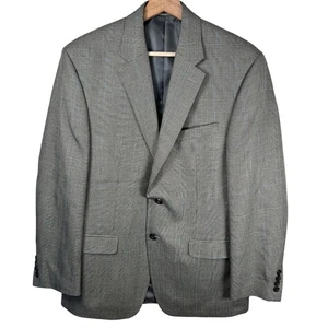 Chaps Mens Classic Black White Plaid Blazer Sport Coat Size 40R Blue Check - Picture 1 of 7